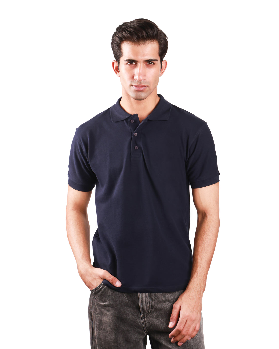 Pure Cotton Polo Tshirt - Navy Blue