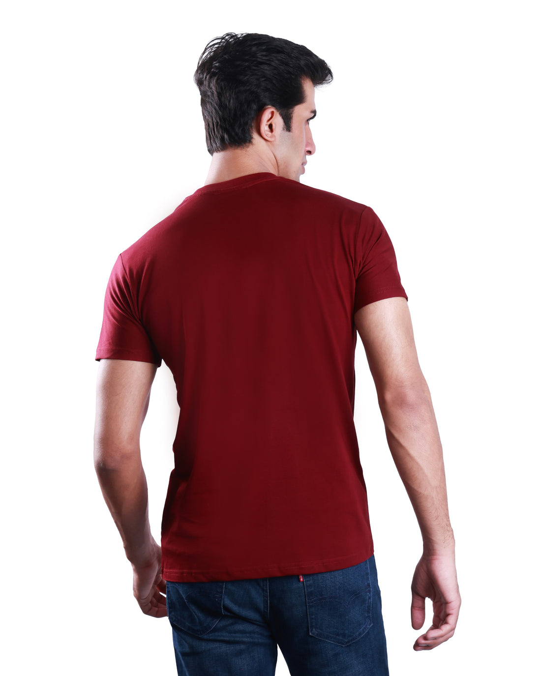 Round neck Cotton Tee - Maroon