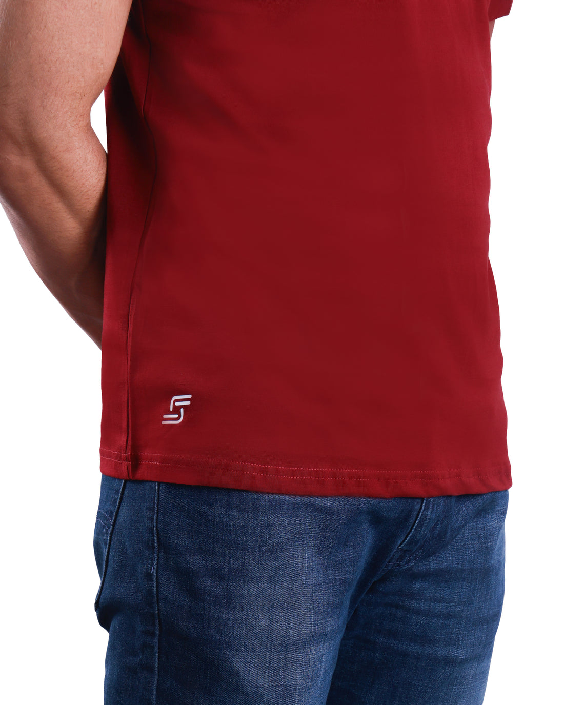 Round neck Cotton Tee - Maroon