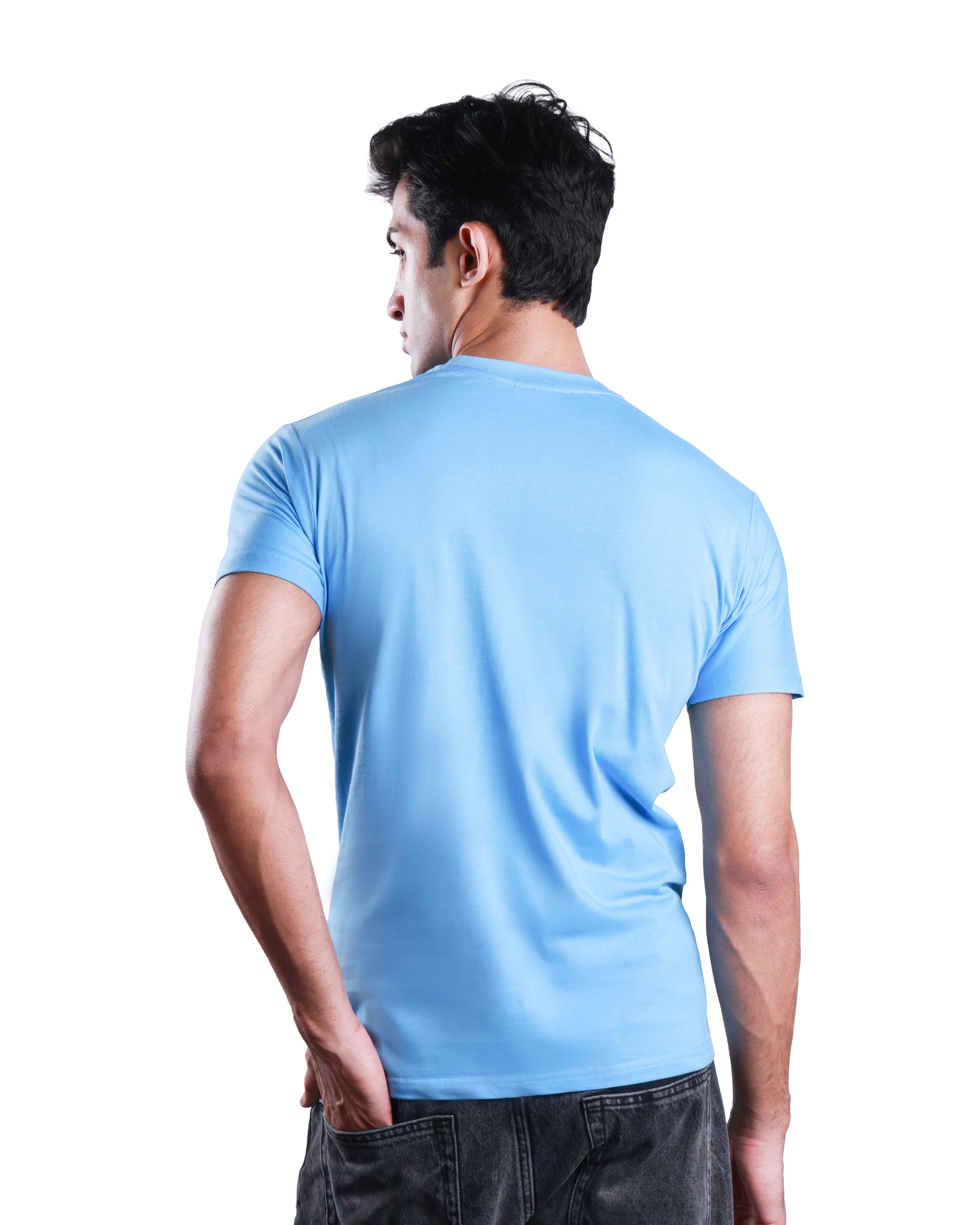 Round neck Cotton Tee - Sky Blue
