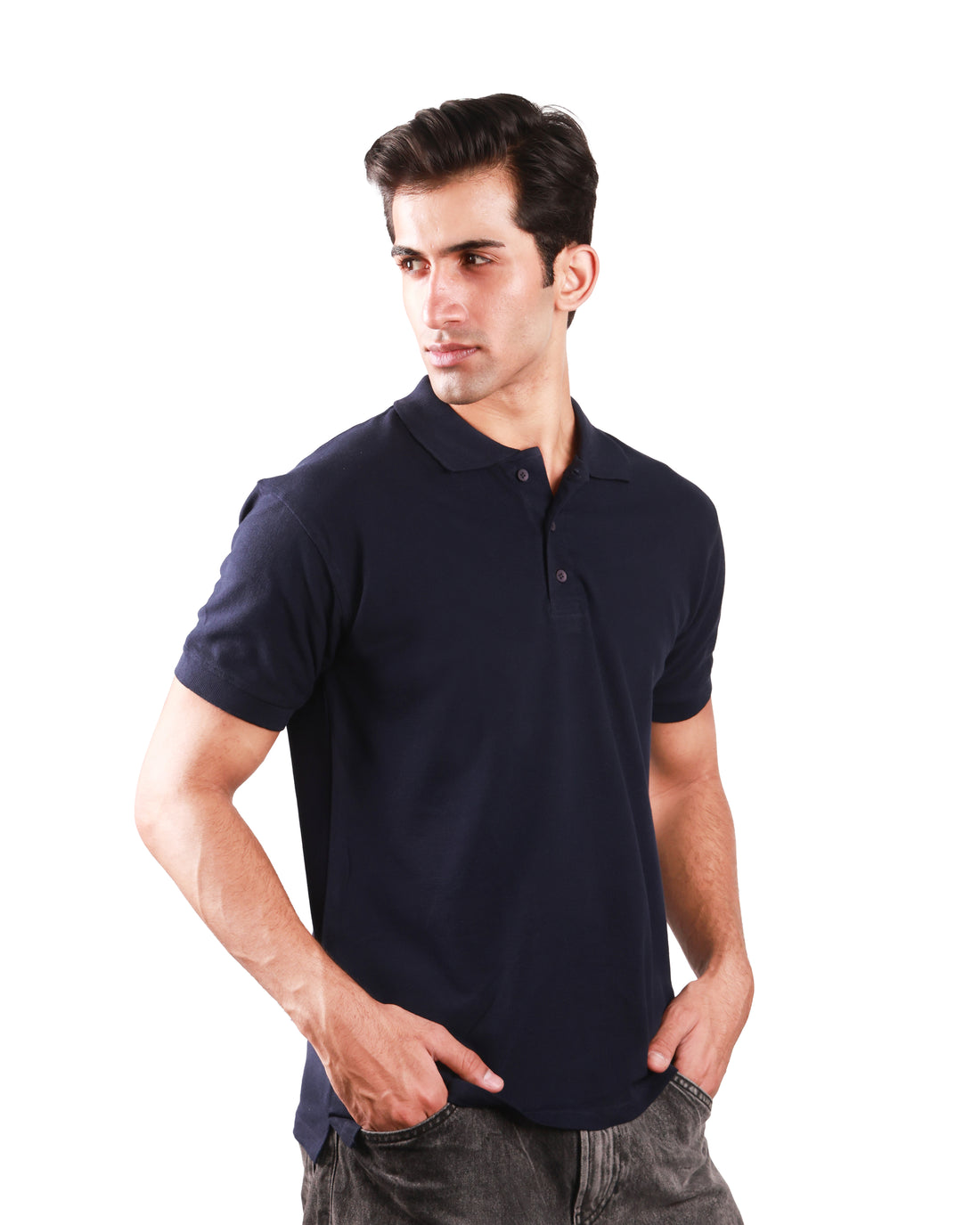 Pure Cotton Polo Tshirt - Navy Blue