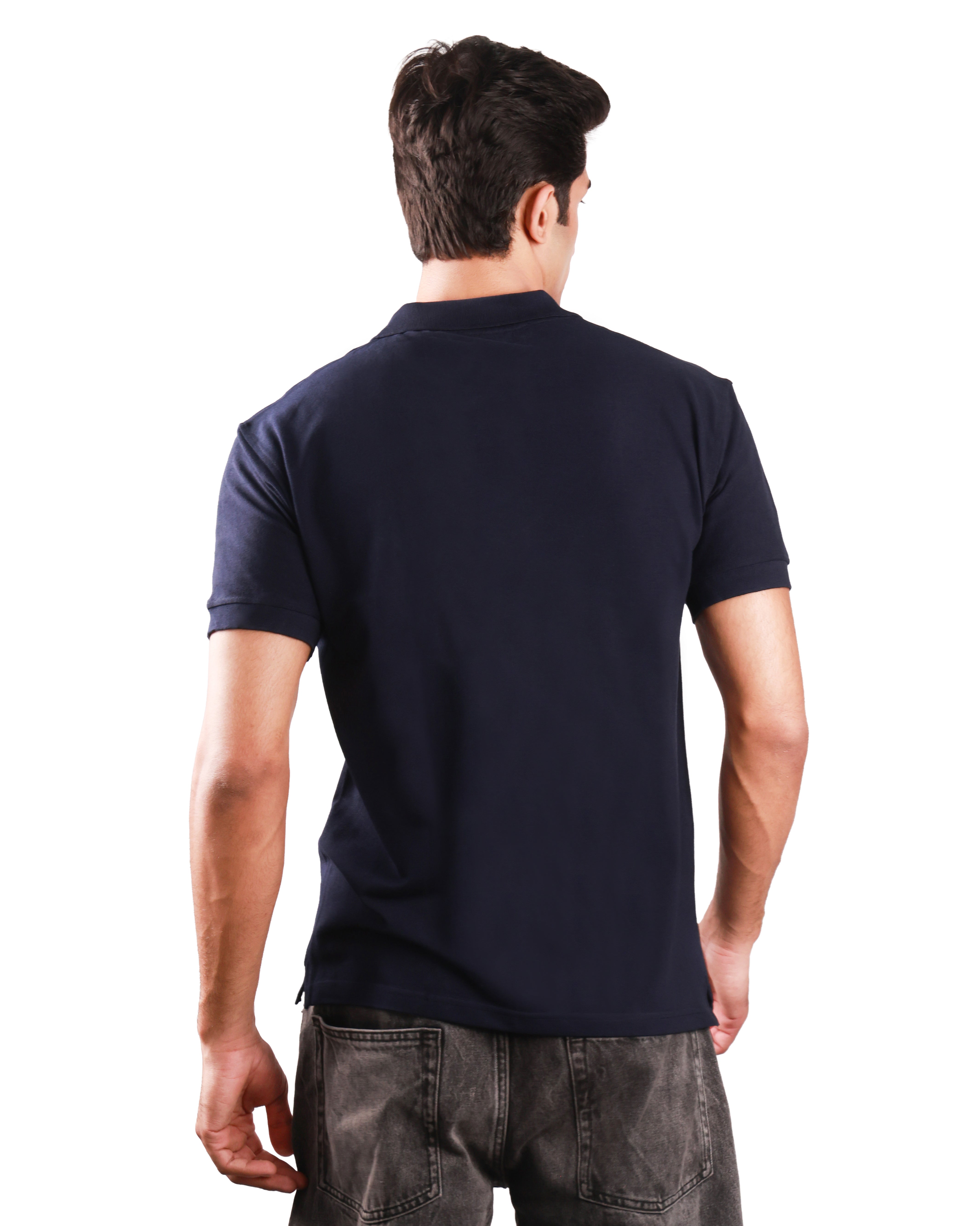 Pure Cotton Polo Tshirt - Navy Blue