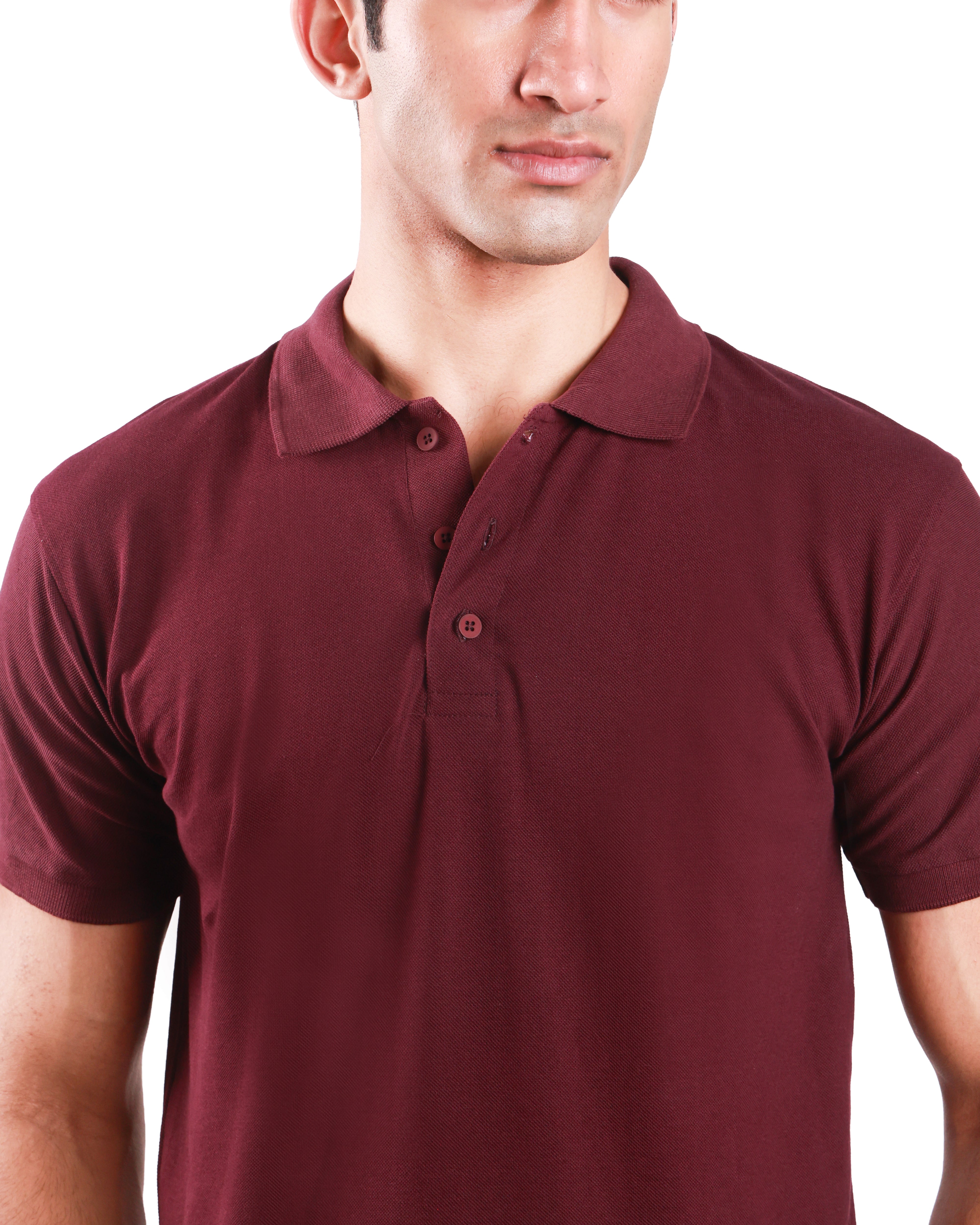 Pure Cotton Polo Tshirt - Wine Red