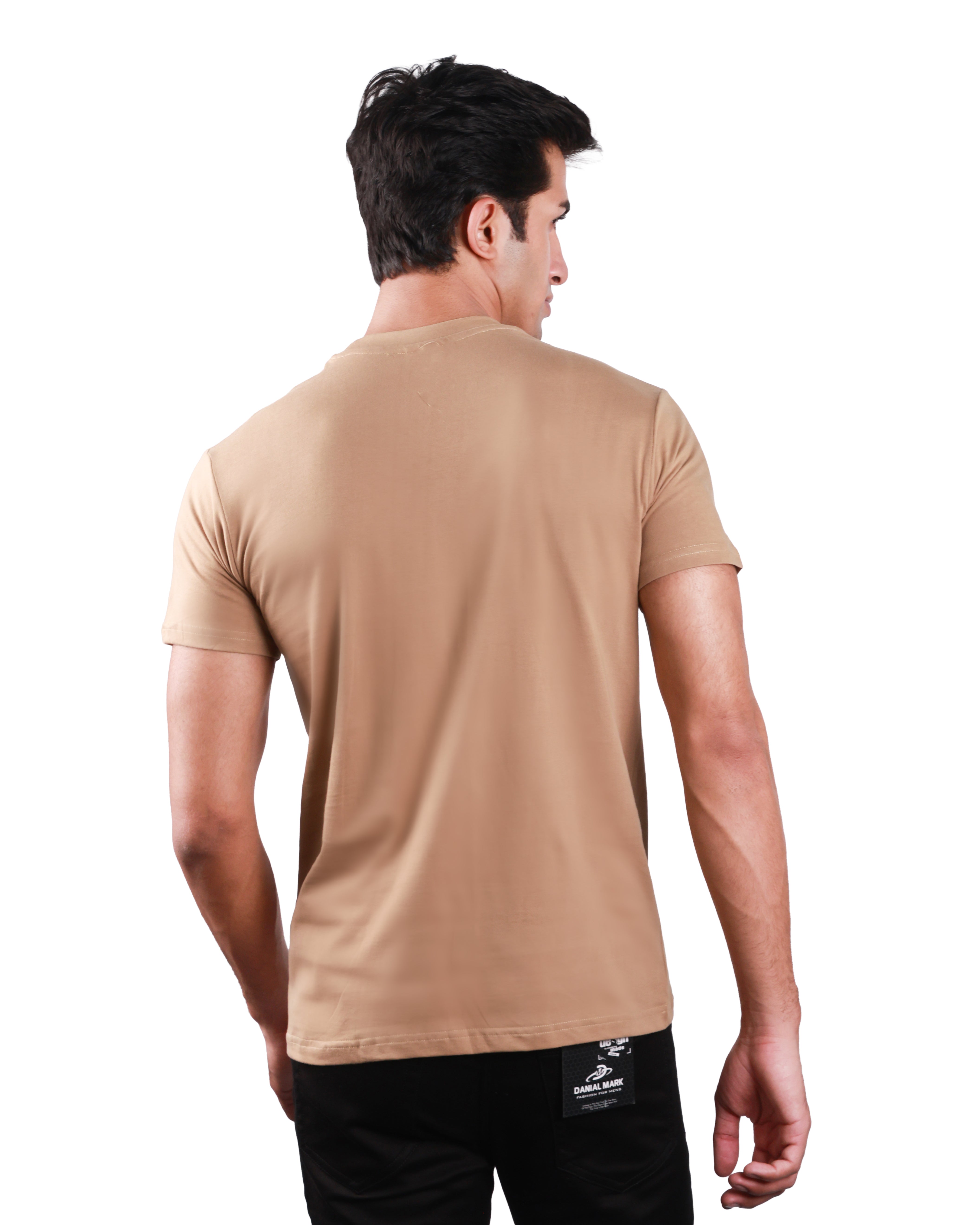 Round neck Cotton Tee - Dark Beige