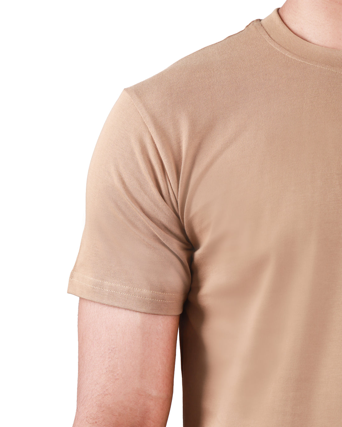Round neck Cotton Tee - Dark Beige