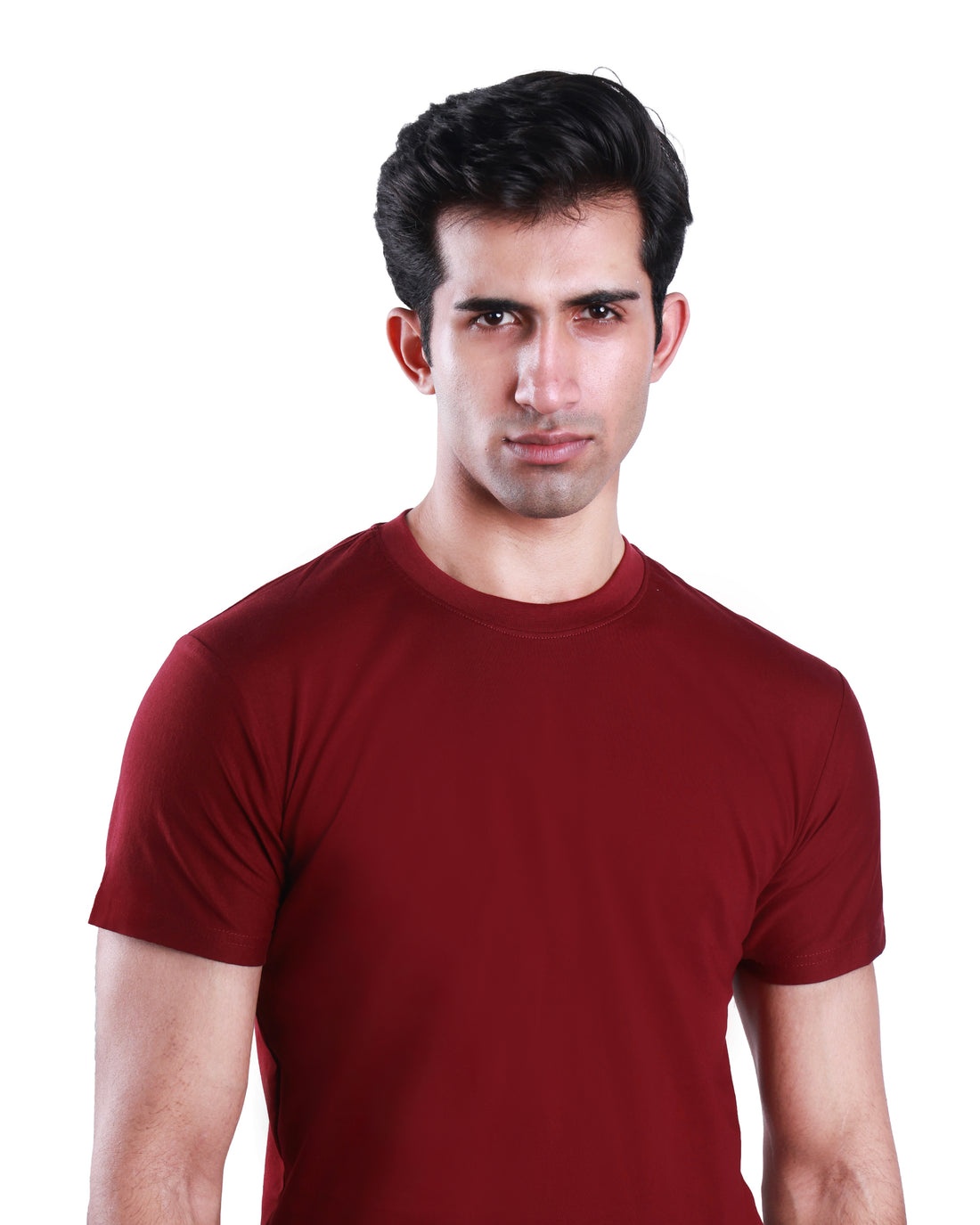 Round neck Cotton Tee - Maroon