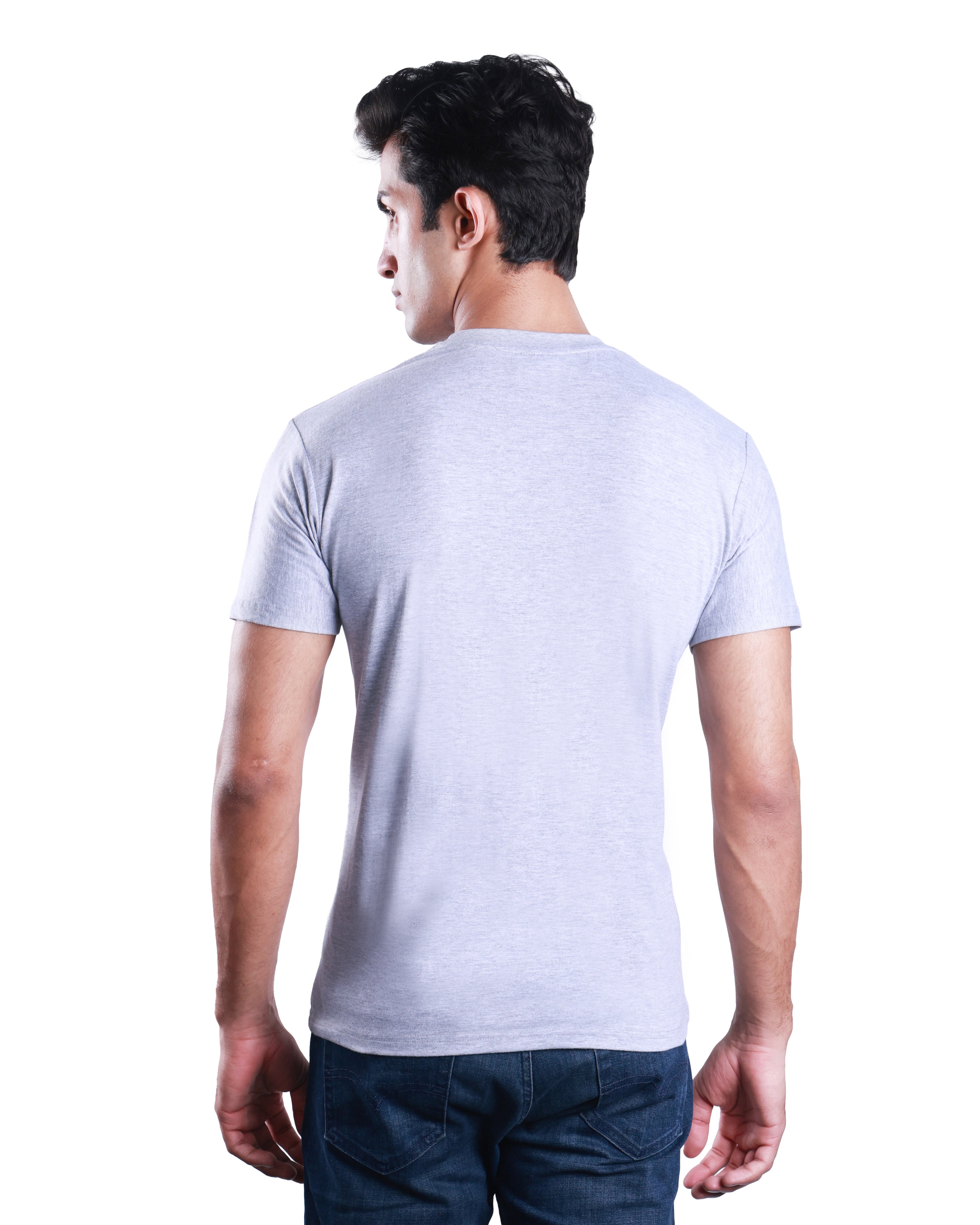 Round neck Cotton Tee - Melange Grey
