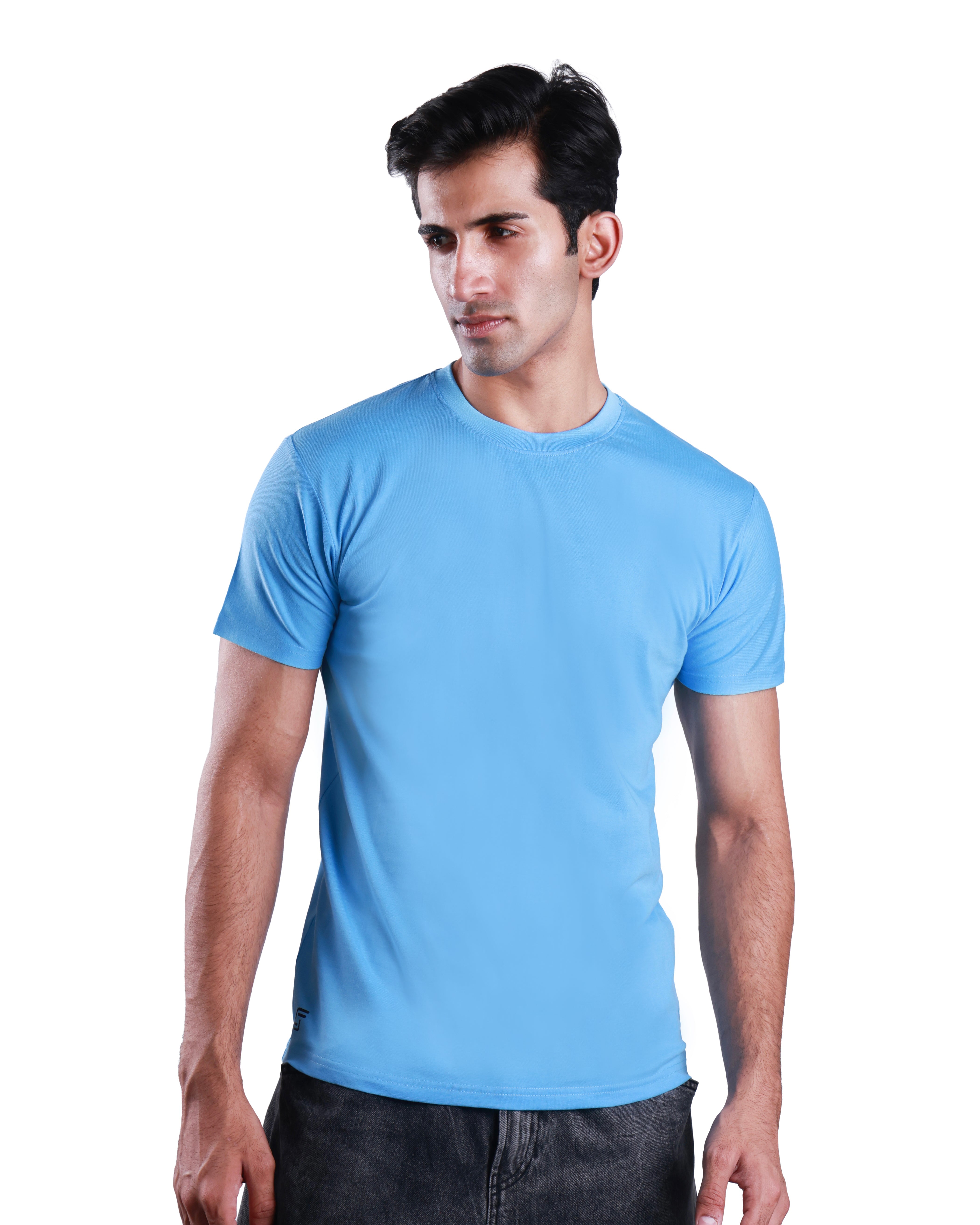 Round neck Cotton Tee - Sky Blue