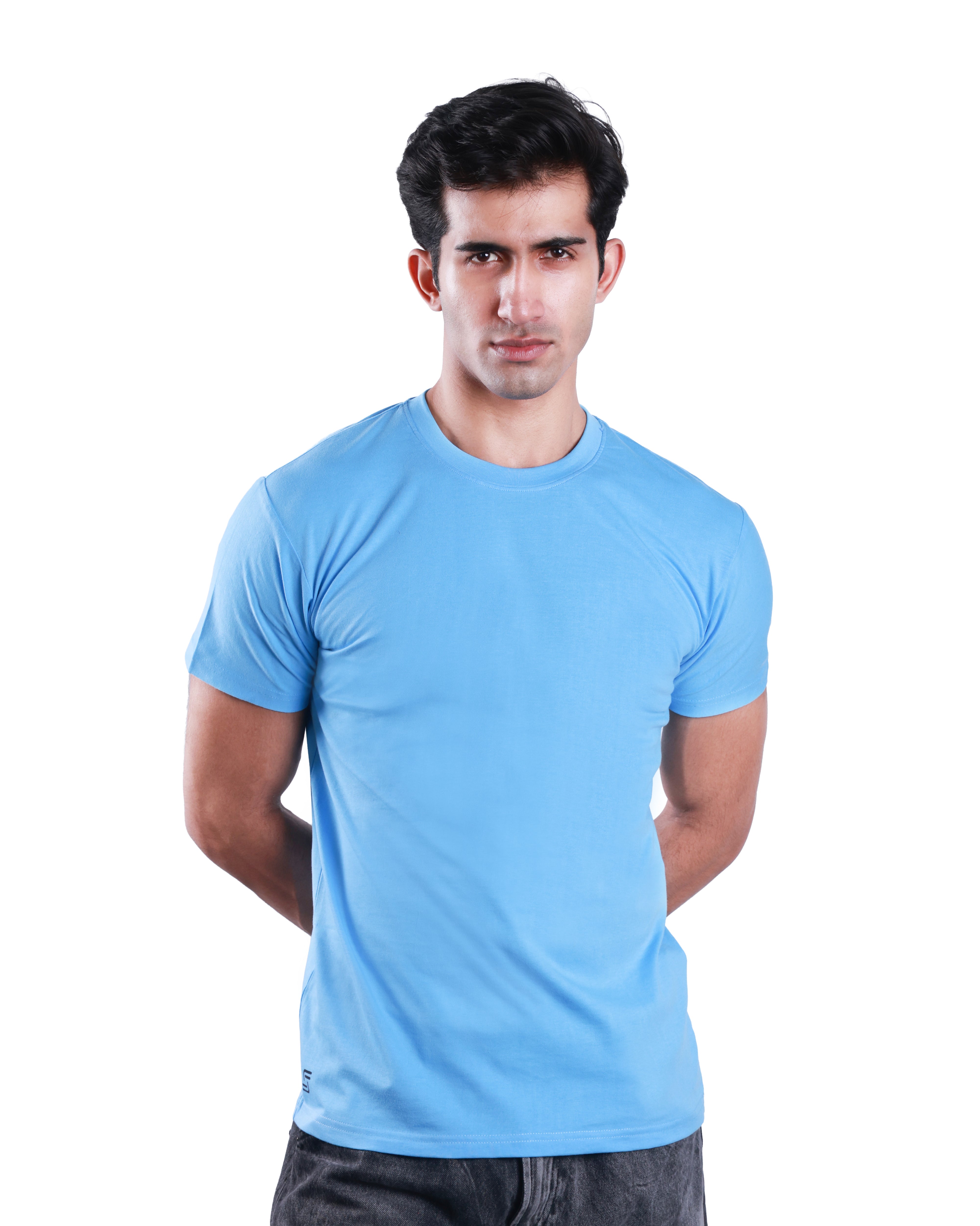 Round neck Cotton Tee - Sky Blue